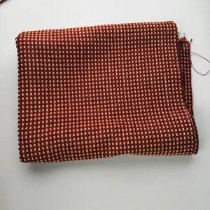 Woven Fabric Burgundy Tan Checkered Deadstock Dark Academia 56x33in